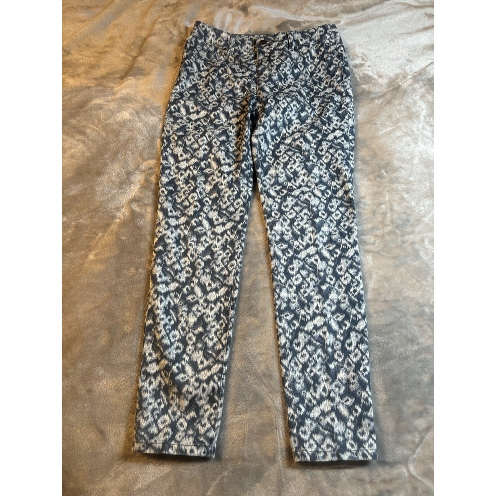 Chico's Platinum Pants Womens Size 0 (4) Blue Animal Print Jegging Mid Rise Zip